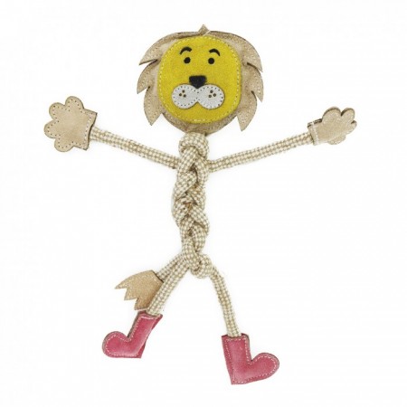 犬用牛革潔牙繩結玩具-獅子