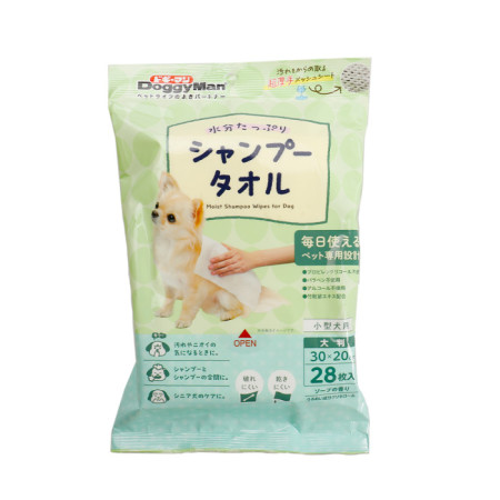 小型犬用乾洗澡濕巾28抽
