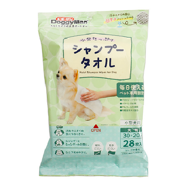 小型犬用乾洗澡濕巾28抽